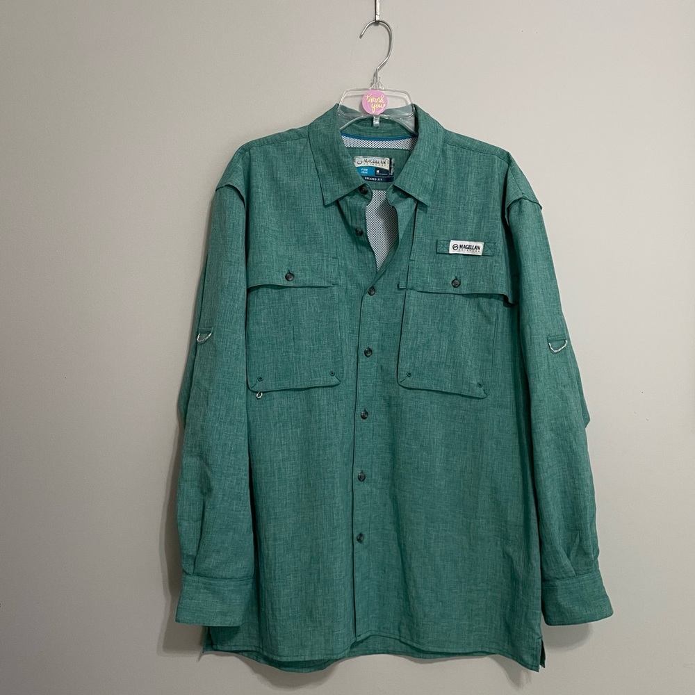 Green Long Sleeve‎ Magellan Button-Up Shirt
 Size Medium Fishing Gear